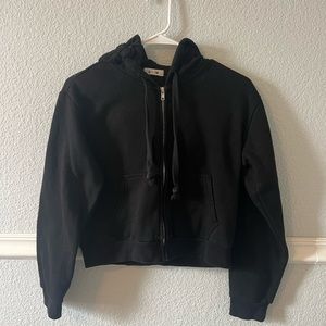 Garage black cropped zip-up hoodie. Size small.